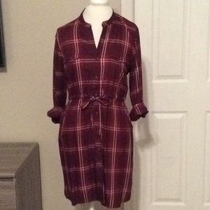 Maroon Plaid Dress